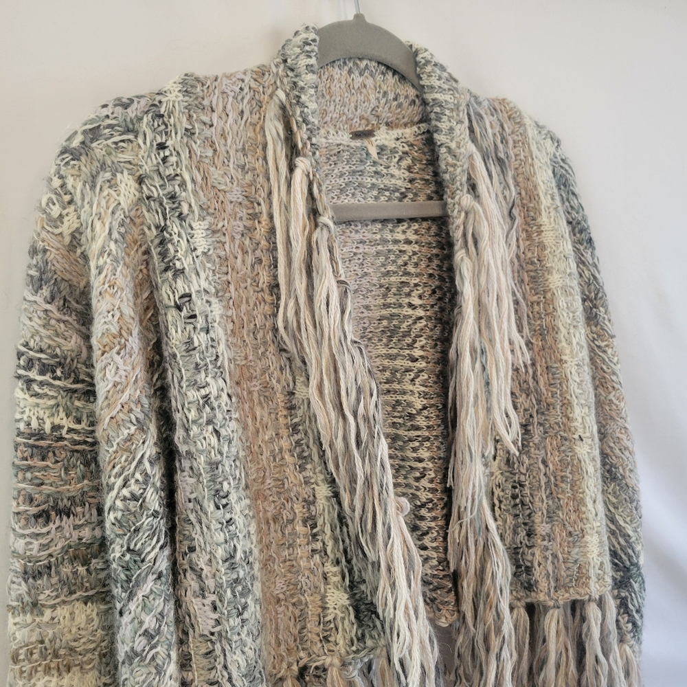 Free People Gray Fringe Cardigan - Picture 5 of 12